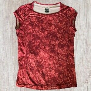 Columbia Titanium Collection Women's Red Floral Short Sleeve Outdoor Top Size S